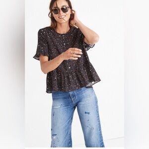 Madewell Studio Ruffle Hem Top In Starry Night